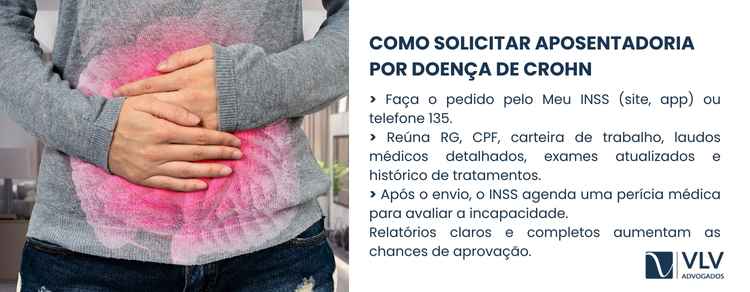 imagem explicativa sobre como solicitar aposentadoria por doença de Crohn. 
