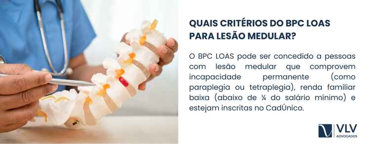 imagem explicativa sobre quais critérios do BPC LOAS para lesão medular.