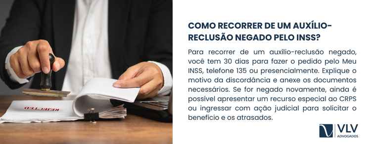 Imagem explicativas sobre como recorrer de um auxílio-reclusão negado pelo INSS.