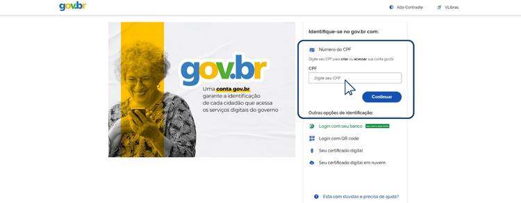 Faça login com sua conta Gov.br.