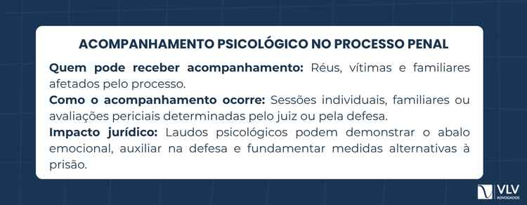 Como o processo penal afeta a saúde mental? 2 Sim. O acompanhamento psicológico é permitido.