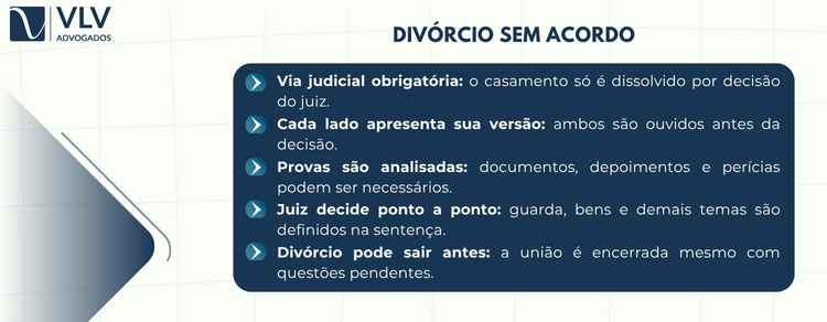 Posso dar entrada no divórcio sozinha? Entenda agora 2 O procedimento ocorre pela via judicial e recebe o nome de divórcio litigioso.