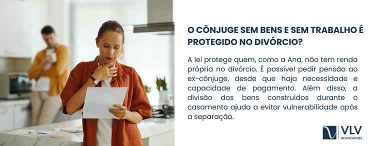 imagem explicando sobre cônjuge sem bens e trabalho no divórcio