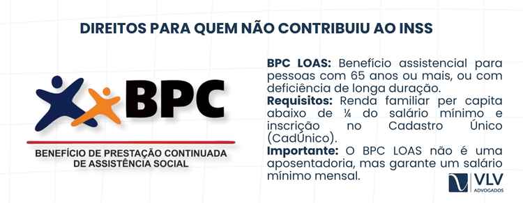 Quem nunca contribuiu pode se aposentar? 2 Quem não contribuiu pode ter direito ao BPC LOAS.