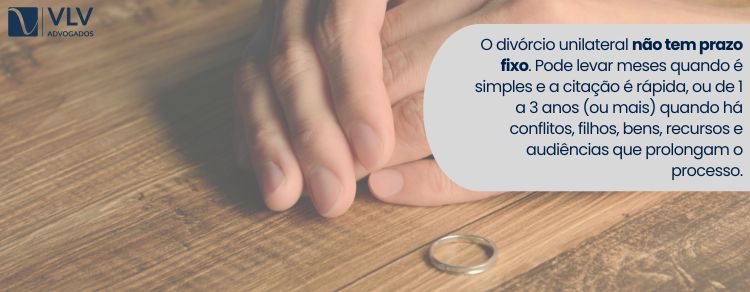 Divórcio unilateral: é possível se separar sozinho? 2 imagem explicando sobre a duração do divórcio unilateral