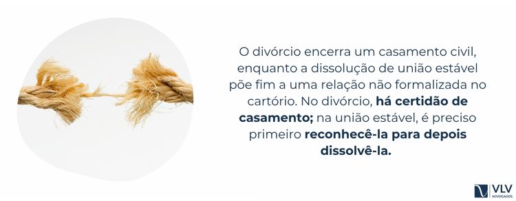 diferença entre divórcio e dissolução de união estável