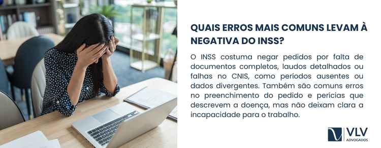 imagem dos erros mais comuns que levam a negativa inss