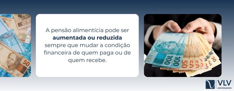 imagem explicando que a pensão alimentícia pode ter valor alterado