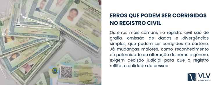 Os erros mais comuns são de grafia, omissão ou divergência.