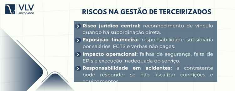 Gestão de terceirizados: evite riscos trabalhistas agora! 2 Os principais riscos na gestão de terceirizados surgem quando falta controle sobre o contrato e as obrigações da prestadora.