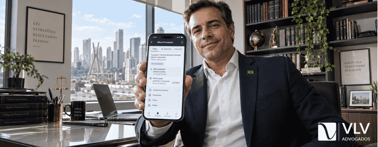 Defesa em caso de abuso sexual: o que fazer agora? 3 Advogado consultando aplicativo de acompanhamento processual no celular