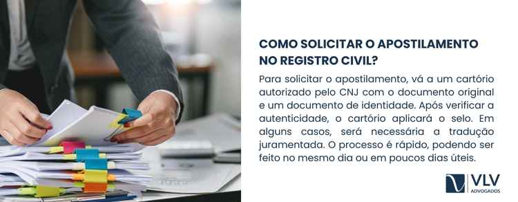Apostilamento no registro civil 2 Para solicitar o apostilamento, é necessário se dirigir a um cartório autorizado pelo Conselho Nacional de Justiça (CNJ).