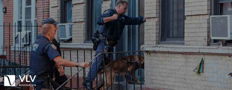 Imagem representando polícia entrar na sua casa.