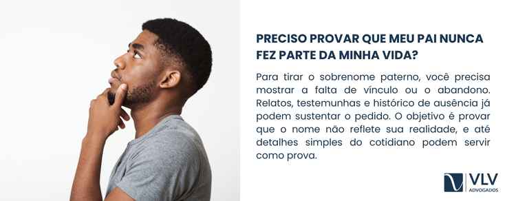 Sim. Para retirar o sobrenome ou alterar a filiação, é preciso mostrar que não houve vínculo.