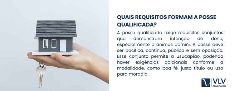O que é a posse qualificada para usucapião? 2 O principal deles é o animus domini, que representa a intenção de agir como dono do imóvel.
