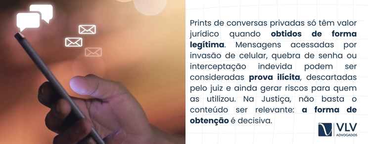 Posso usar prints de mensagens no divórcio? 2 Sim, prints de conversas privadas podem gerar problemas jurídicos se forem obtidos de forma ilegal.