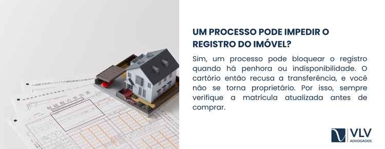 Quem tem processo pode comprar um imóvel? 2 Sim, um processo pode impedir o registro, mas apenas quando ele já gerou algum tipo de bloqueio judicial.