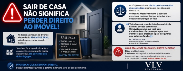 Posso perder a casa no divórcio? Entenda os cenários possíveis! 2 imagem explicando que sair de casa não significa perder direito ao imóvel