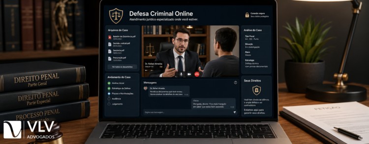 Defesa criminal online: atendimento por todo o Brasil 1 advogado fazendo atendimento online para representar defesa criminal online