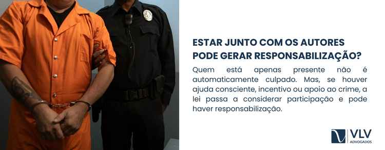 Eu estava lá, mas não fiz parte do crime. E agora? 2 Se você estava junto de alguém que cometeu um crime, mas não sabia da intenção dessa pessoa e não contribuiu de nenhuma forma, a tendência é que você não responda penalmente.
