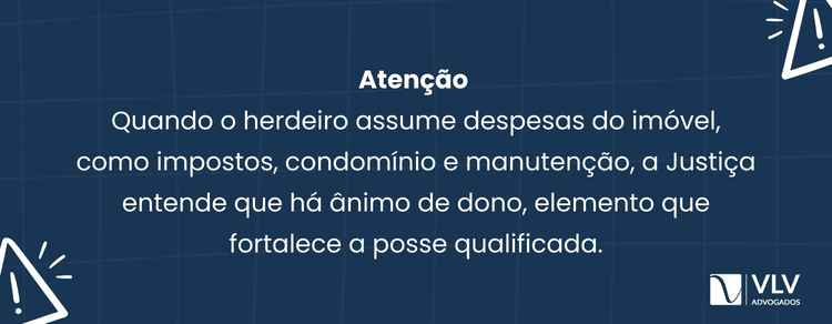 Herdeiro com posse pode ter usucapião? 2 Sim, o pagamento de despesas reforça o direito do herdeiro com posse, pois demonstra o chamado ânimo de dono, elemento essencial da usucapião.