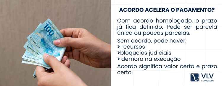 Quando o acordo é mais vantajoso para o trabalhador? 2 Sim. O acordo normalmente garante recebimento mais rápido, especialmente quando homologado em audiência.