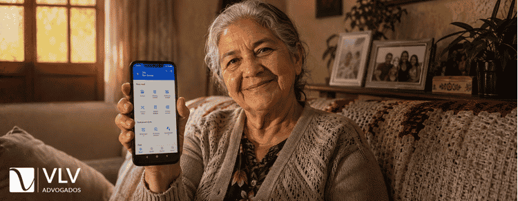BPC LOAS para donas de casa: como conseguir? 2 Mulher consultando o aplicativo Meu INSS pelo celular em casa