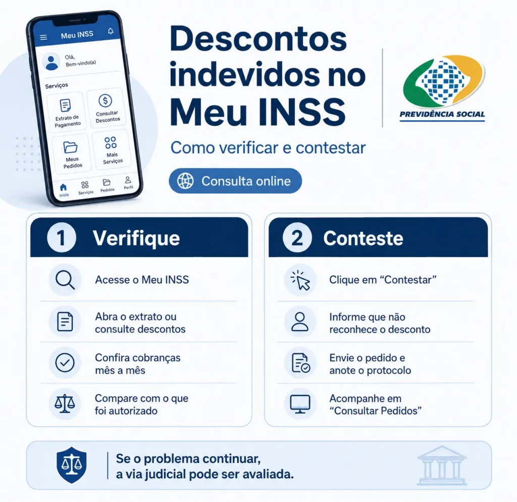 Meu INSS: tudo o que você precisa saber para usar a plataforma do INSS online 8 Como verificar e contestar descontos indevidos no Meu INSS passo a passo
