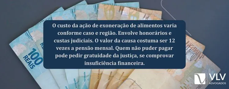 Exoneração de alimentos: 8 coisas para saber sobre quando e como parar de pagar a pensão 3 imagem explicando o custo da ação de exoneração de alimentos