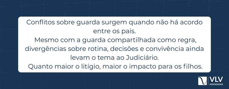Principais motivos de litígio em ações de divórcio 2 O litígio relacionado à guarda dos filhos ocorre quando os genitores discordam sobre quem ficará responsável pela convivência cotidiana da criança.