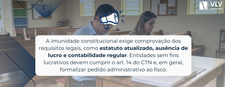 imagem explicando o que precisa para comprovar imunidade tributária