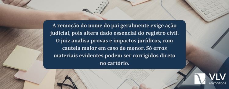 É possível a remoção do nome do pai no registro? 2 imagem explicando se precisa de processo judicial