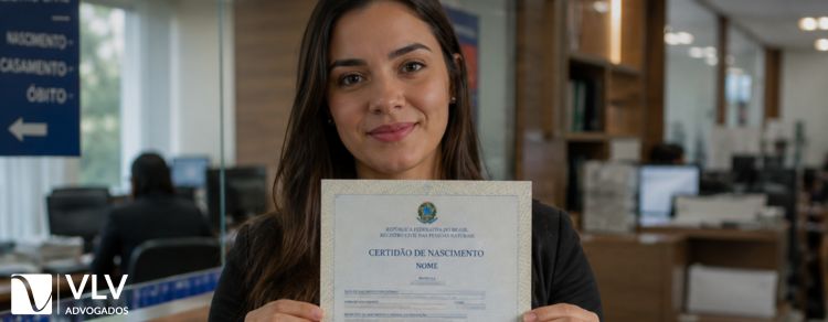 Como fazer retificação de Registro Civil? Guia completo! 1 mulher mostrando certidão de nascimento que passou por retificação de registro civil