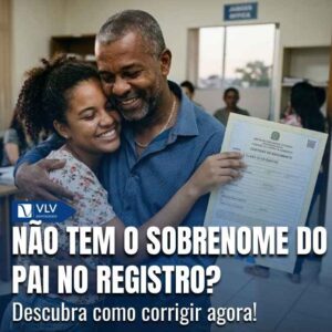 É possível incluir o sobrenome do pai quando você consegue comprovar que esse sobrenome pertence à sua linha familiar.