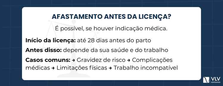Quando a grávida pode se afastar do trabalho? 2 imagem explicando como afastar do trabalho antes da licença-maternidade