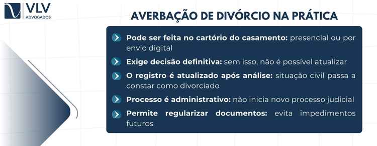 O que é a averbação de divórcio e por que você deve fazer? 2 Você pode fazer a averbação de divórcio diretamente no cartório onde seu casamento foi registrado.
