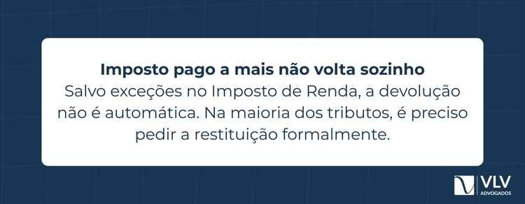 Pagou imposto a mais? Saiba como corrigir! 2 A devolução de imposto pago indevidamente não é automática na maioria dos casos.