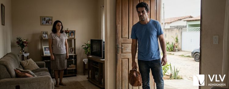 imagem de um homem saindo de casa após separação