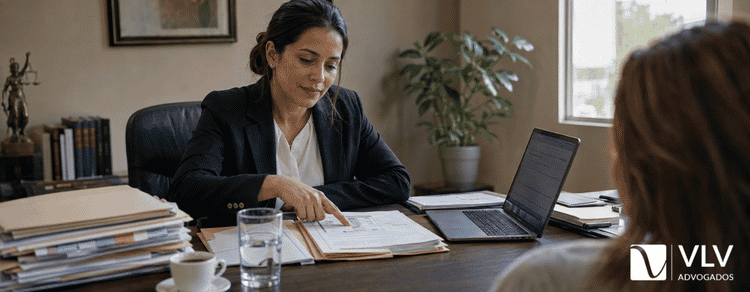 Cervicalgia pode dar direito ao BPC LOAS! Saiba quando! 3 advogada analisando caso de bpc loas com cliente vlv advogados
