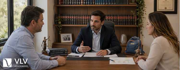 Alienação parental pode levar à perda da guarda: veja quando acontece 3 Advogado orienta pais sobre alienação parental e guarda em escritório.