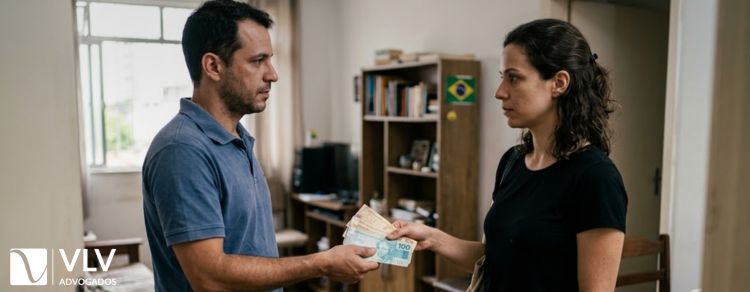 homem pagando alimentos compensatórios após fim da união estável