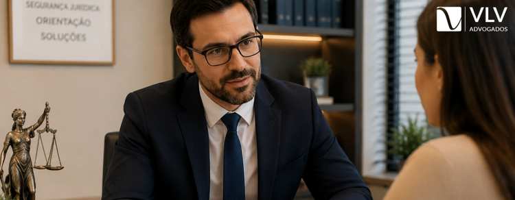 Como enfrentar o divórcio de forma segura? 3 advogado discutindo documentos de divórcio com cliente em escritório