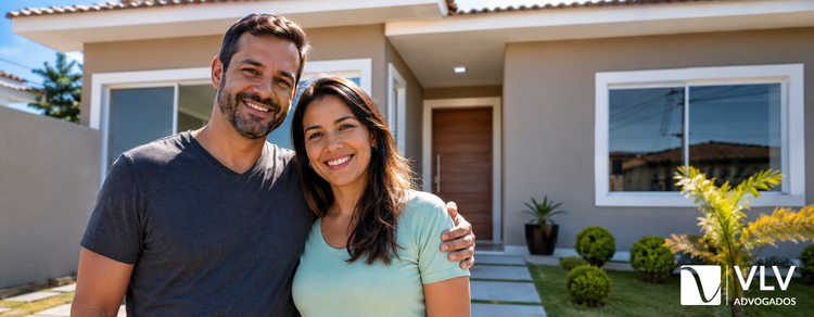 Quando casei, meu marido já tinha casa. Tenho direito? 3 casal em frente de casa apos casamento vlv advogados