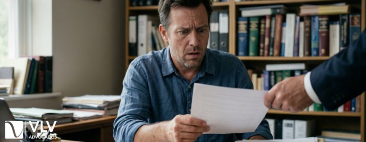 homem recebendo ação judicial inesperada