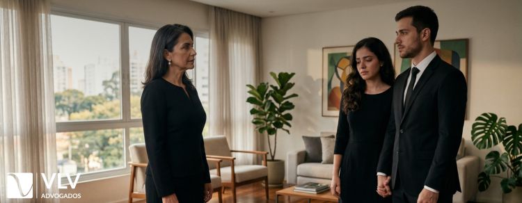 imagem mostrando companheiro disputando herança com filhos do falecido