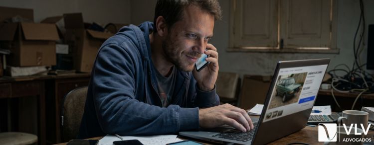 homem cometendo crime de estelionato