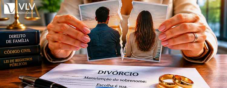 É possível fazer divórcio sem mudar sobrenome? 1 mulher assinando documento de divórcio com opção de manter sobrenome