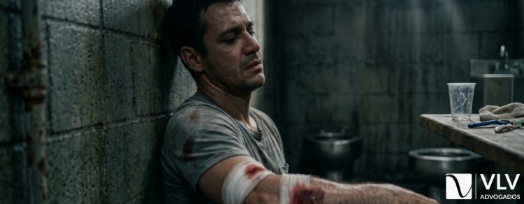 homem sofrendo tortura em presídio