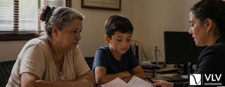 advogada assistindo avó sobre pensão alimentícia avoenga