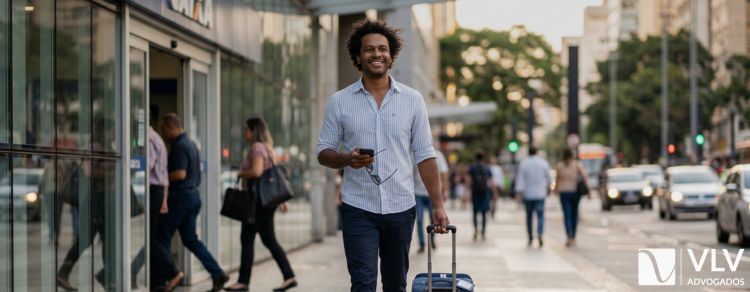 homem saindo de férias no período concessivo